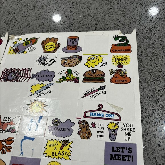 2 Sheets Vintage Wacky Stickers 1980s Teacher Crafting Retro - Picture 2 of 10